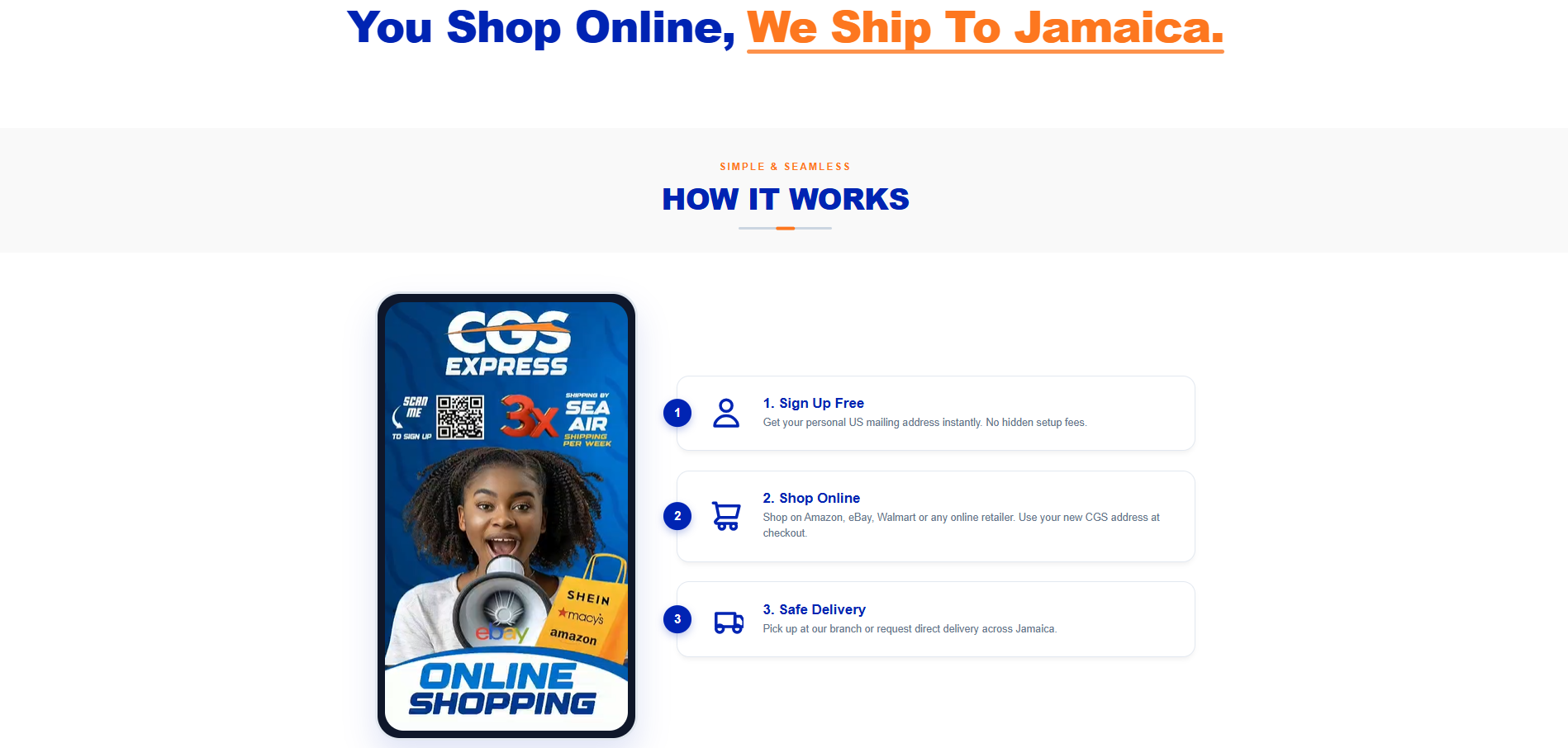 CGS Express freight forwarding software and landing page