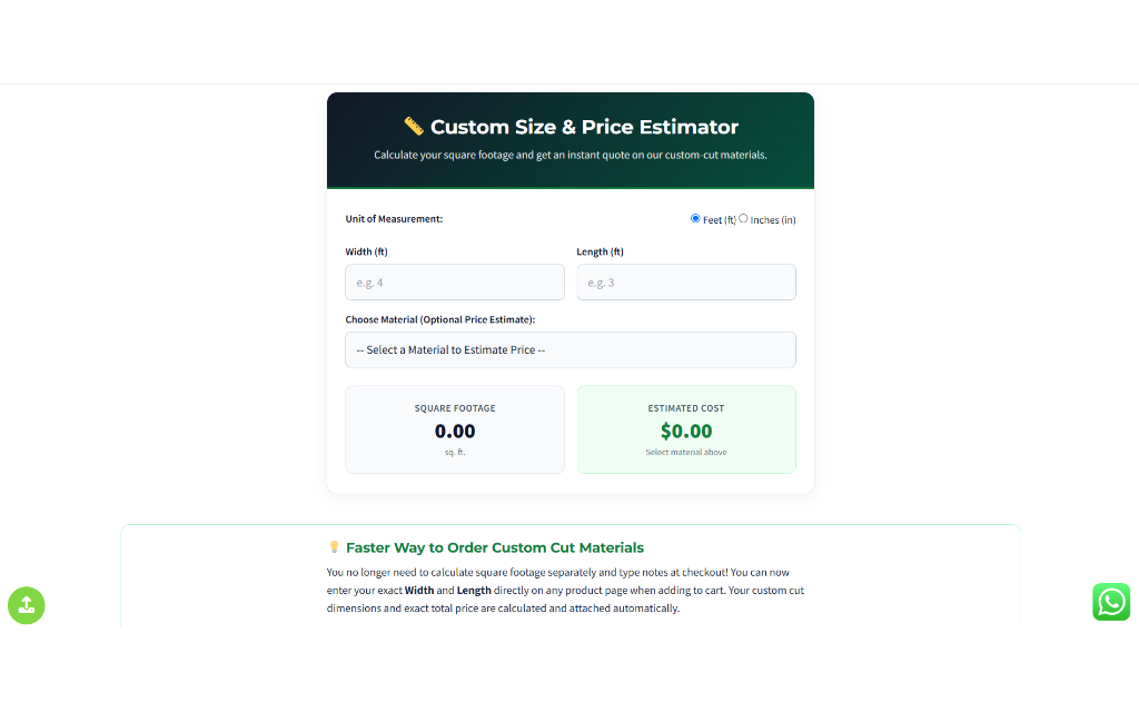 iBrand. Everything custom size and price estimator calculator